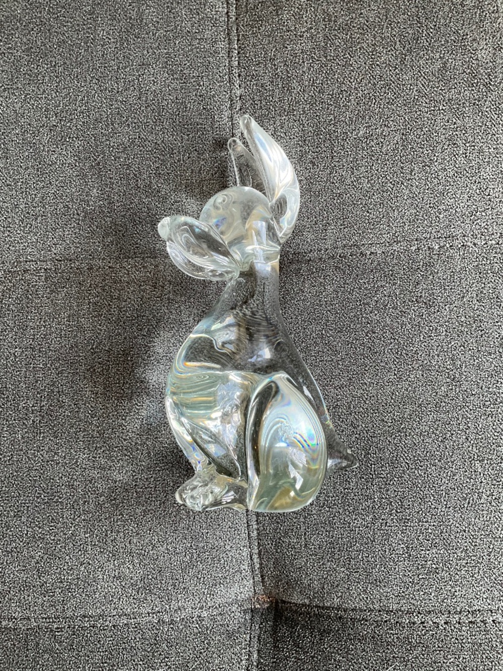 Vintage Clear Crystal Glass Dog Paperweight Figurine